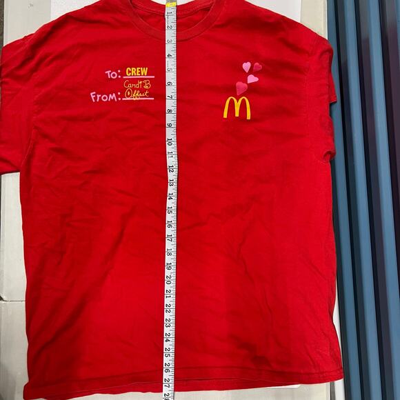McDonald’s Cardi B & Offset Meal Red Employee T-Shirt Adult size XL - Picture 3 of 9